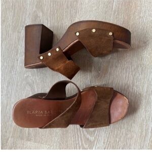 Ilaria Satori Brown Leather Platform Sandals size 6.5 (37.5)